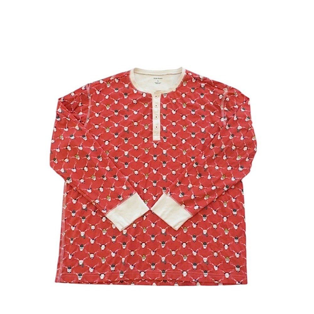 Roller Rabbit X J. Crew Reindeer Christmas Holiday‎ Pajama Long Sleeve Top Large